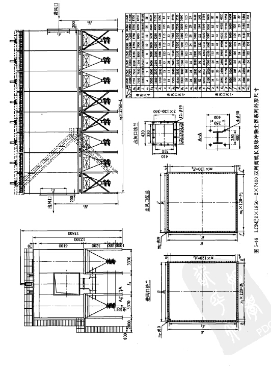 LCMd/gl850_6500雙列離線長袋脈衝除塵器係列外形尺寸