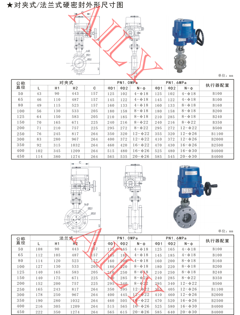 ED9B對（duì）夾式/法蘭式硬密封電動蝶閥